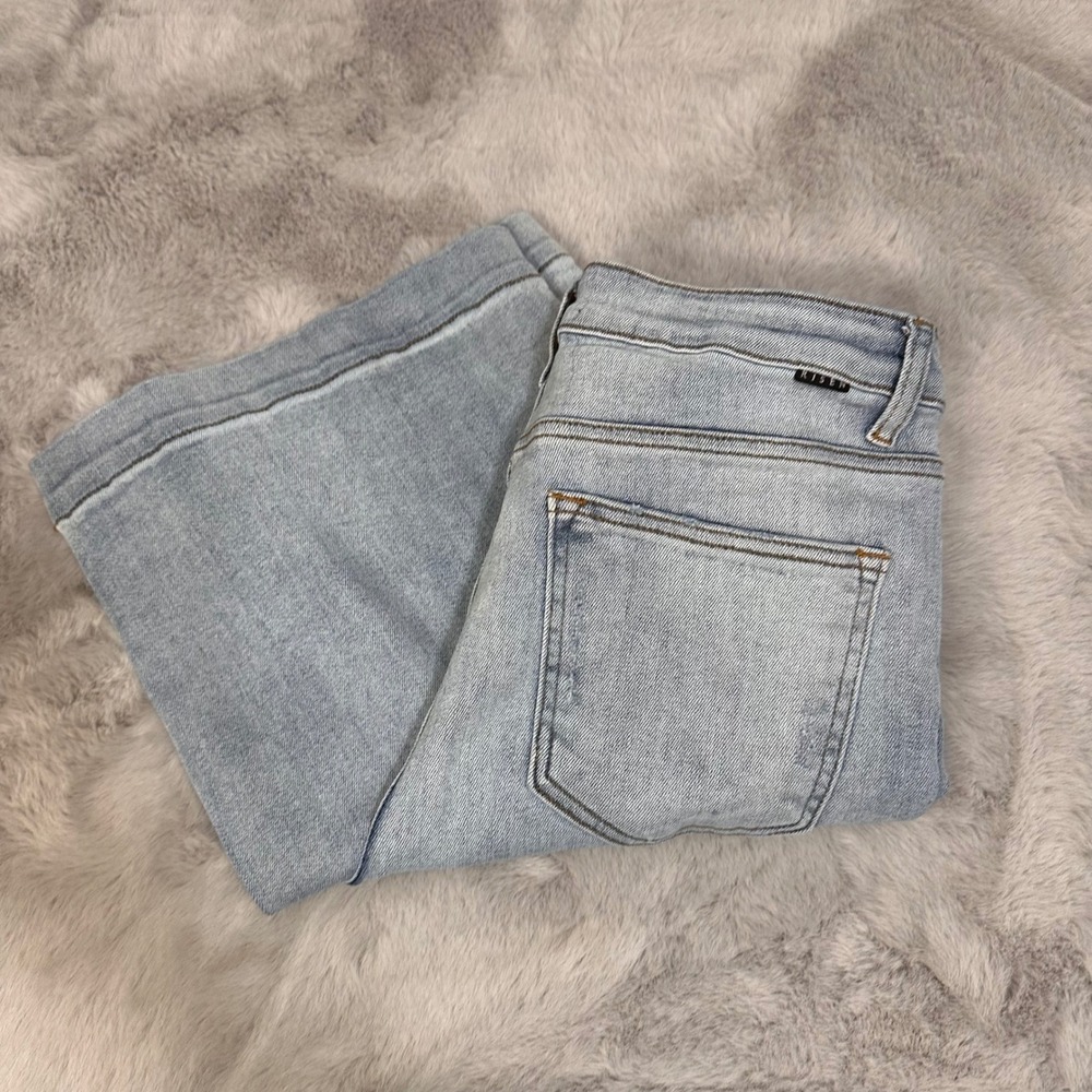 Risen Jeans Womens 13/31 Light Wash Wide Leg Cropped High Rise Stretch Denim